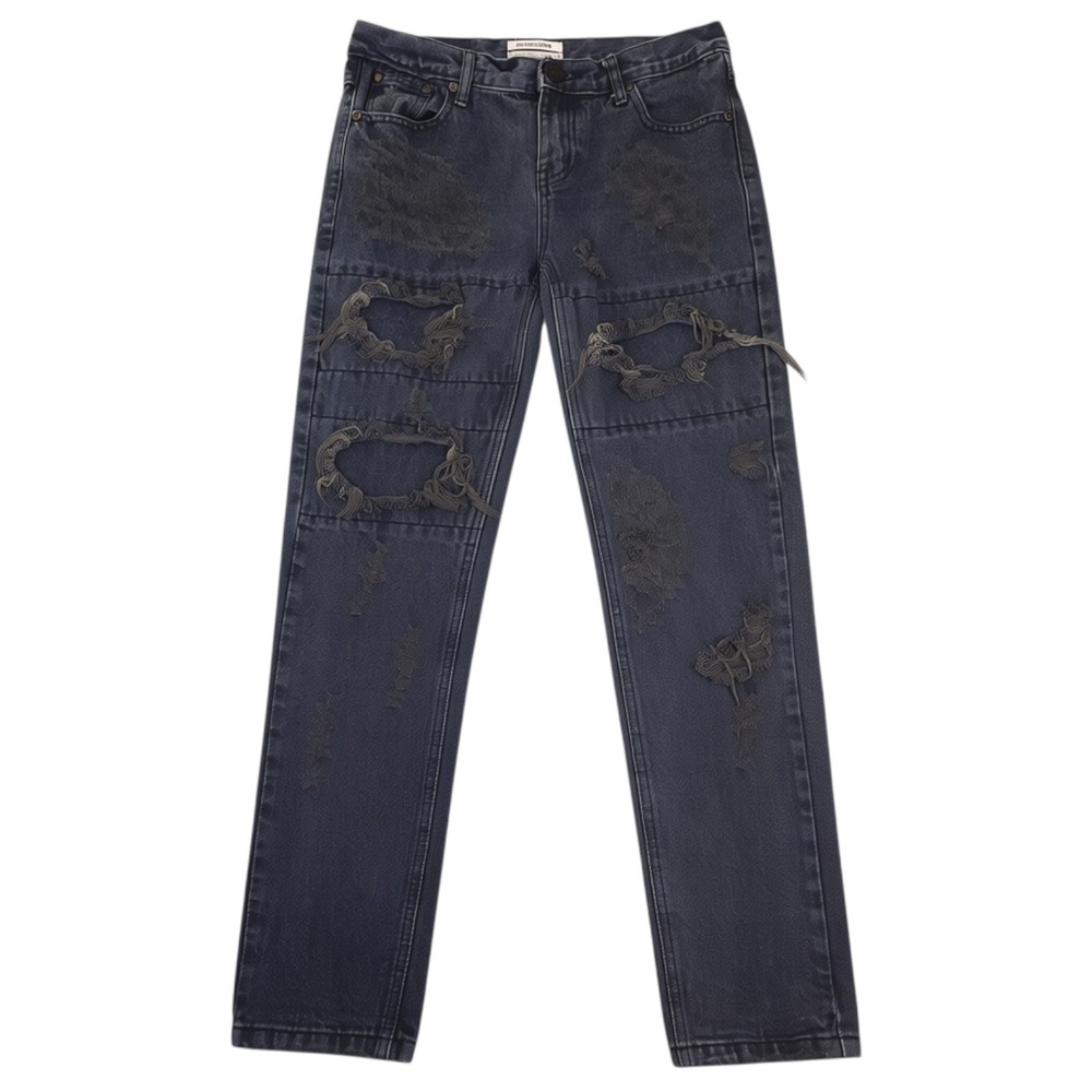 One Teaspoon Awesome Baggies Jeans Womens 26 Fox Black Distressed Shredded Denim